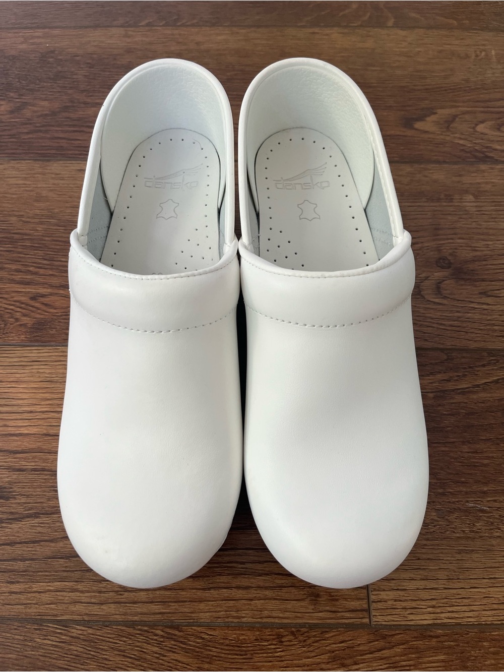 Dansko White Leather Slip-On Clogs 39